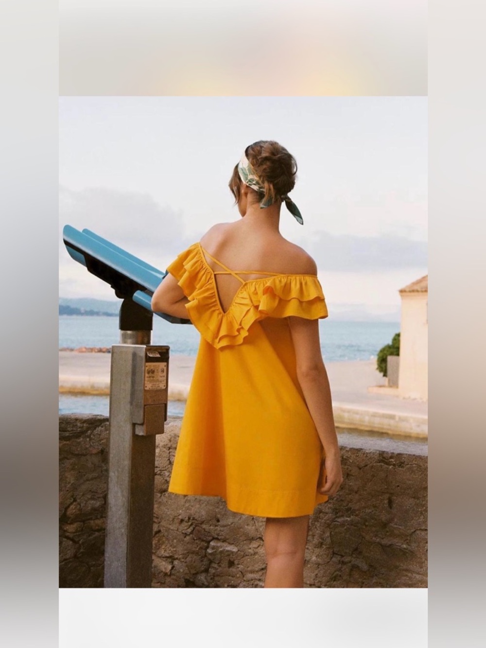 NWOT Maeve Sunrise Ruffle V-Neck Mini Dress - Yellow L - Picture 5 of 13